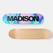 Personalisierter Skateboardname Black Holographic Skateboard (Horizontal)