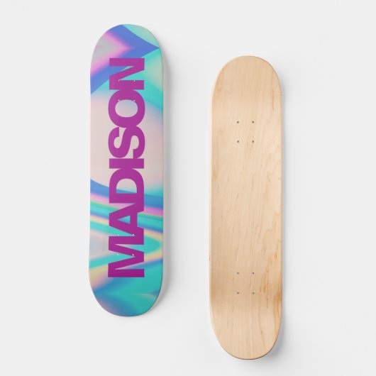 Personalisierter Skateboardname Retro 90 Vaporwave Skateboard (Vorderseite)