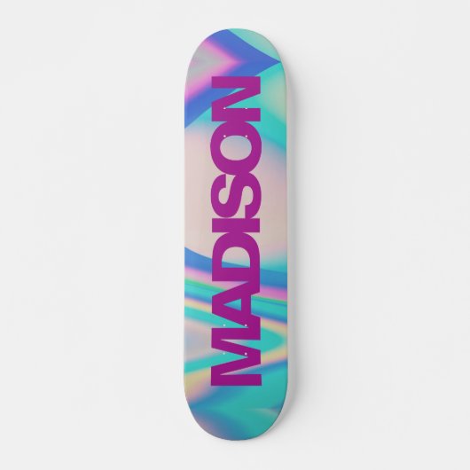 Personalisierter Skateboardname Retro 90 Vaporwave Skateboard (Vorne)
