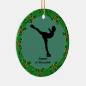 Personalisierter Skater auf Eis Keramikornament (Rechts)