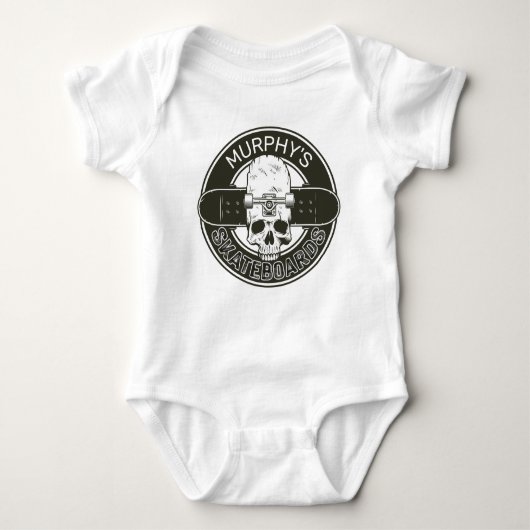 Personalisierter Skater NAME Skull Skateboarding S Baby Strampler (Vorderseite)