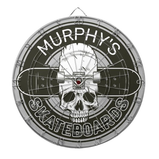 Personalisierter Skater NAME Skull Skateboarding S Dartscheibe (vorne)