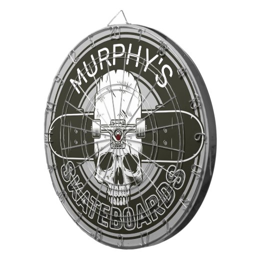 Personalisierter Skater NAME Skull Skateboarding S Dartscheibe (Vorderseite rechts)