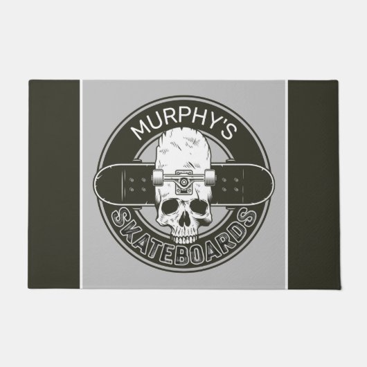 Personalisierter Skater NAME Skull Skateboarding S Fußmatte (Vorderseite)