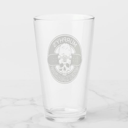 Personalisierter Skater NAME Skull Skateboarding S Glas (Rückseite)
