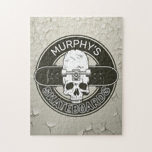Personalisierter Skater NAME Skull Skateboarding S Puzzle (Vertikal)