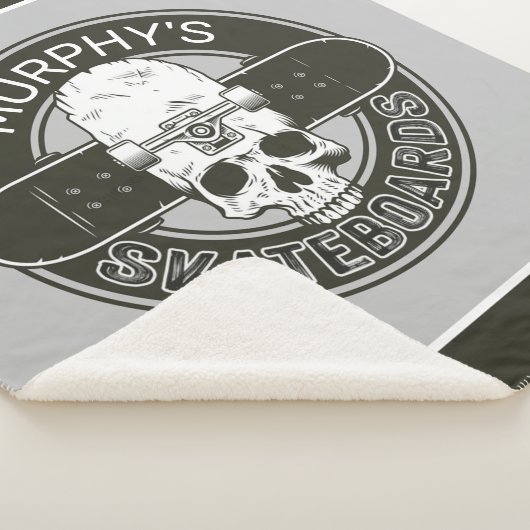 Personalisierter Skater NAME Skull Skateboarding S Sherpadecke (3/4)