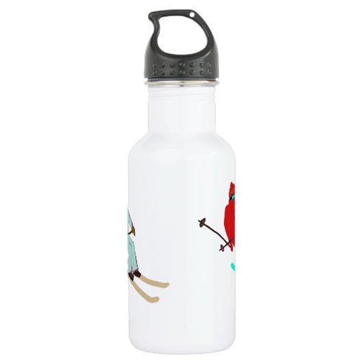 Personalisierter Skischuhfahrer Edelstahlflasche (Rückseite)