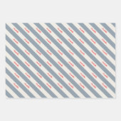 Personalisierter Skriptname Blue Cream Candy Strip Geschenkpapier Set (Vorderseite 3)