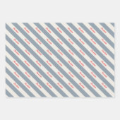Personalisierter Skriptname Blue Cream Candy Strip Geschenkpapier Set (Vorderseite 2)