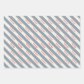 Personalisierter Skriptname Blue Cream Candy Strip Geschenkpapier Set (Vorderseite)