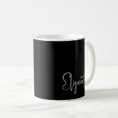 Personalisierter Skriptname Elegant Schwarz-weiß Kaffeetasse (VorderseiteRechts)