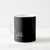 Personalisierter Skriptname Elegant Schwarz-weiß Kaffeetasse (Vorderseite Links)