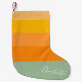 Personalisierter Skriptname Gelber Orange Strichen Kleiner Weihnachtsstrumpf (Vorderseite)
