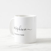 Personalisierter Skriptname Herzstück Beste Mama j Kaffeetasse (Vorderseite Links)