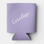 Personalisierter Skriptname Lila Lavender Bridal Dosenkühler (Vorderseite)