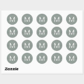 Personalisierter Skriptname Monogram DustGreen Runder Aufkleber (Blatt)