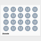 Personalisierter Skriptname-Monogramm Dusty Blue Runder Aufkleber (Blatt)