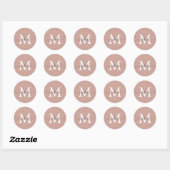 Personalisierter Skriptname Monogramm Dusty Rose Runder Aufkleber (Blatt)