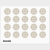 Personalisierter Skriptname Monogramm Warmbeige Runder Aufkleber (Blatt)