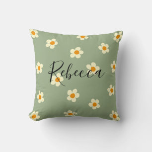 Personalisierter Skriptname Niedlich Daisy Pattern Kissen