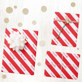 Personalisierter Skriptname Red White Candy Strip Geschenkpapier Set