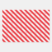 Personalisierter Skriptname Red White Candy Strip Geschenkpapier Set (Vorderseite 3)