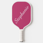 Personalisierter Skriptname Rosa und Weiß Pickleball Schläger (Rückseite)