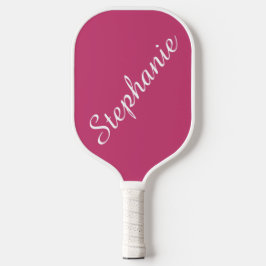 Personalisierter Skriptname Rosa und Weiß Pickleball Schläger