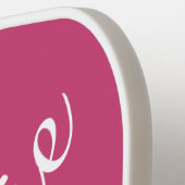 Personalisierter Skriptname Rosa und Weiß Pickleball Schläger (Linke Seite)