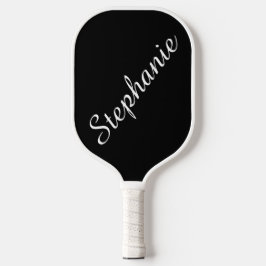 Personalisierter Skriptname Schwarz und Weiß Pickleball Schläger