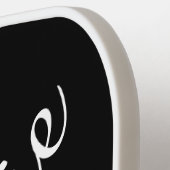 Personalisierter Skriptname Schwarz und Weiß Pickleball Schläger (Linke Seite)