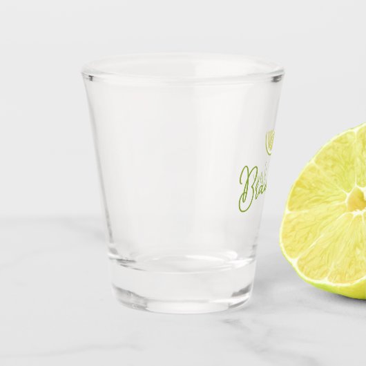 Personalisierter Skriptname Tequila Limon Schnapsglas (Links)