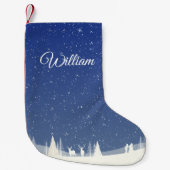 Personalisierter Skriptname Winterschneeszene Kleiner Weihnachtsstrumpf (Vorderseite)