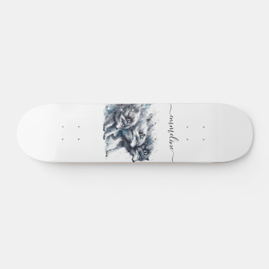 Personalisierter Skriptname Wolf Pack Skateboard (Horizontal)