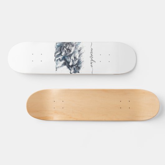 Personalisierter Skriptname Wolf Pack Skateboard (Horizontal)