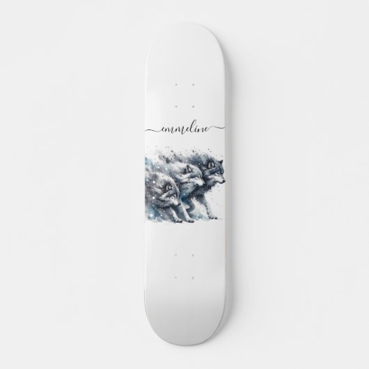 Personalisierter Skriptname Wolf Pack Skateboard (Vorne)