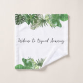 Personalisierter Skripttext Tropengrün und weiß Badhandtuch Set (Waschlappen)