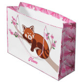 Personalisierter "Sleepy Red Panda" Kirschblossom Große Geschenktüte (Rückseite Schrägansicht)
