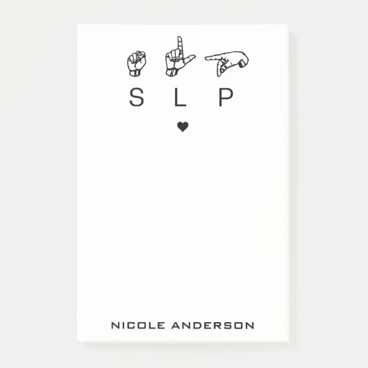 Personalisierter SLP-Sprachpathologe ASL Post-it Klebezettel (Vorderseite)