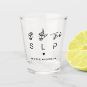 Personalisierter SLP-Sprachpathologe ASL Schnapsglas (Vorderseite)