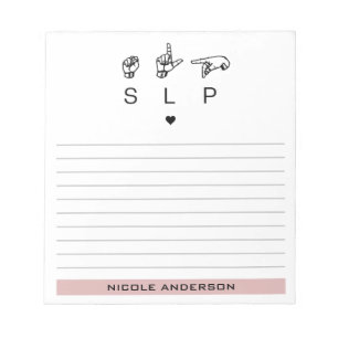 Personalisierter SLP Sprachtherapeut ASL Notizblock