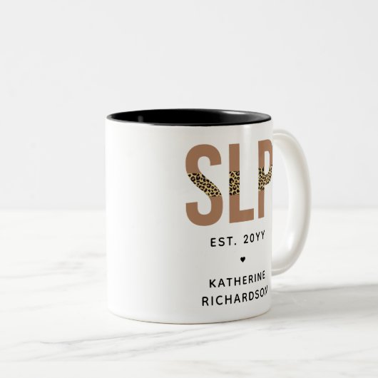 Personalisierter SLP-Sprecher Pathologe Leopard Pr Zweifarbige Tasse (VorderseiteRechts)