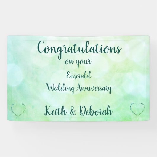 Personalisierter Smarald Wedding Jahrestag Banner (Horizontal)
