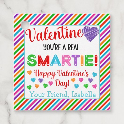 Personalisierter Smartie-Valentinstag Geschenkanhänger (Vorderseite)