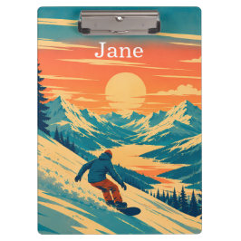 Personalisierter Snowboard-Berg-Sonnenuntergang Be Klemmbrett