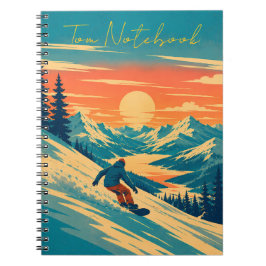 Personalisierter Snowboard-Berg-Sonnenuntergang Be Notizblock