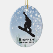 Personalisierter Snowboarder Keramik Ornament (Rechts)