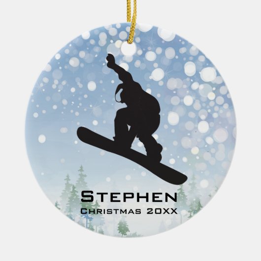 Personalisierter Snowboarder Keramik Ornament (Vorne)