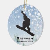 Personalisierter Snowboarder Keramik Ornament (Links)